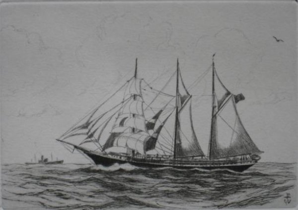 Charles J. A. Wilson- 5 etchings: Charles J. A. Wilson- ''Maid of England- Canadian Barkentine''; ''Doris Hamlin'', ''Dreadnought'', ''Nightingale'' and ''Nereus''- 5 etchings, all signed and titled in pencil, slightly light struck an