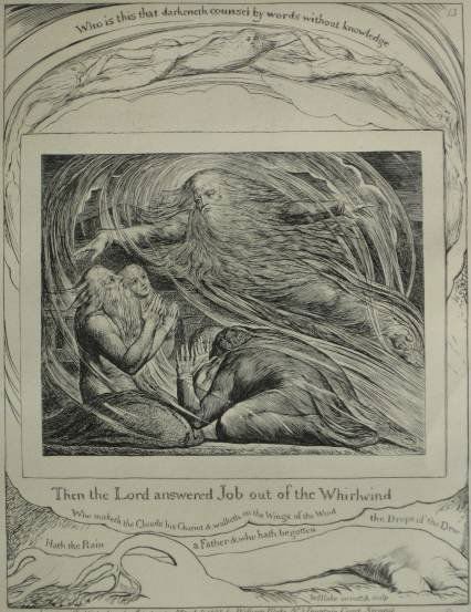 after William Blake engraving: after William Blake- ''Then The Lord Answered Job Out Of The Whirlwind''- engraving, ca. 1825. 7 3/4 x 6'' 19.7 x 15.2cm