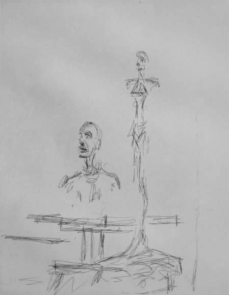 Alberto Giacometti lithograph: Alberto Giacometti- ''Parole Peintures'' (Lust 187)- lithograph, 1965, from ''Dans Le Atelier'', very good condition. 10 x 7 5/8'' 25.4 x 19.4 cm
