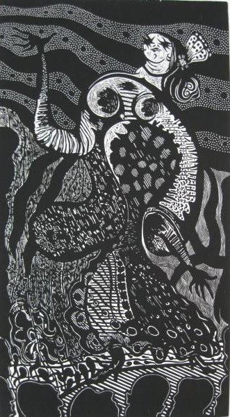 Manuel Iazuerdo woodcut: Mauel Izquerdo- ''Spanish Dancer''- woodcut in black, 1908, signed, dated, titled and numbered in pencil, edition of 100, very good condition. 28 3/4 x 15 3/4'' 73 x 40 cm