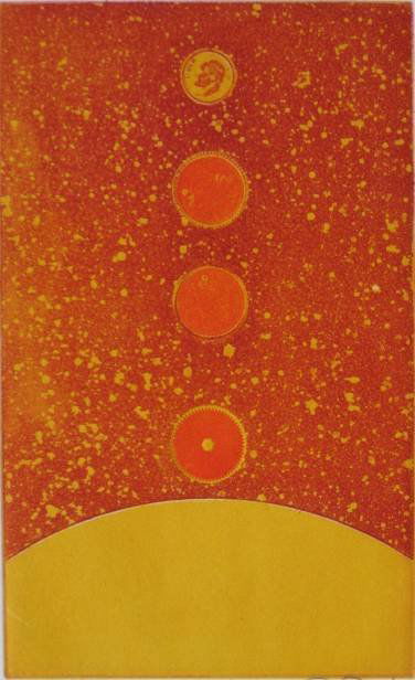 Joy Jerviss etchings in colors (3): Joy Jerviss- ''Giant Stars''; ''Village'' and ''Conflagration''- 3 etchings in colors, all are signed and titled in pencil, editions of 50 and 100, very good conditions, various sizes.