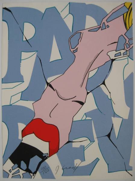 John Matos silkscreen: John ''Crash'' Matos- ''Paris Review- Scream''- silkscreen in colors, 1990, signed and numbered in pencil, edition of 150, very good condition. 30 x 22'' 76.2 x 55.9 cm