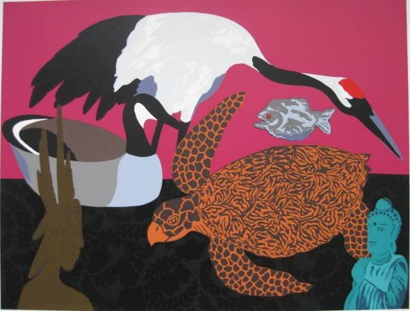 Hunt Slonem silkcreen in colors: Hunt Slonem- Untitled- silkscreen in colors, 1981, signed, dated and numbered in pencil, edition of 150, very good condition. 27 1/4 x 35 3/4'' 70.5 x 90.8 cm