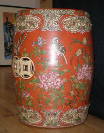 Chinese porcelain garden seat: 20th c. Chinese porcelain garden seat. 18 1/2''h