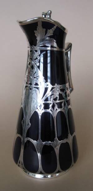 Lenox porcelain chocolate pot: Lenox porcelain chocolate pot with sterling silver overlay, marked on bottom. 11 1/2''h