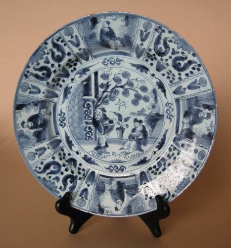 17th c. Dutch Delft Wan Li charger: 17th c. Dutch Delft Wan Li charger, ca. 1685, decorated. 11 1/2''dia