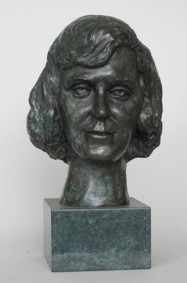 Felix de Weldon 2 bronze sculptures: Felix de Weldon- Bust of A Man; Bust of A Woman- 2 bronze sculptures, 1932, both signed and dated, set on marble bases. 12''h