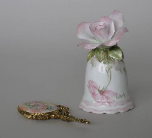 H. Litkovitz hand-painted porcelain bell & mirror