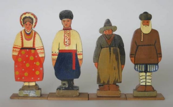 10 Turn-of-the-Century Russian wood figures - 2