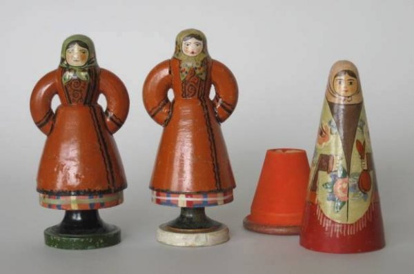 6 Early 20th c. Russian wood figures - 2