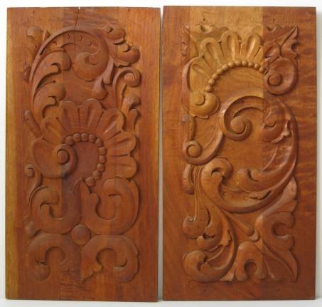 Pair of carved wood panels