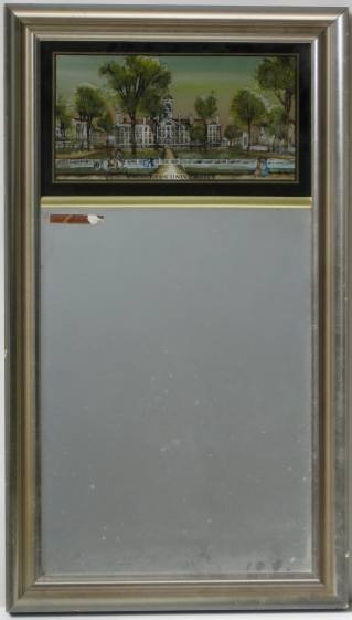 Mirror with hand-painted scene of Princeton Univ.