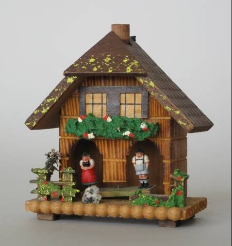 5 European painted wood miniature houses - 5