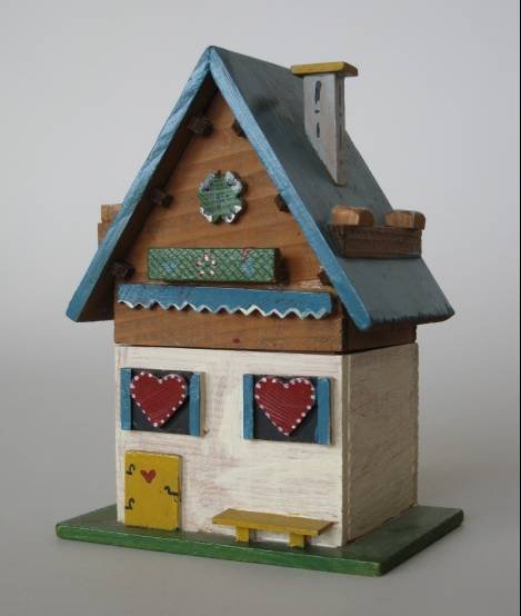 5 European painted wood miniature houses - 6