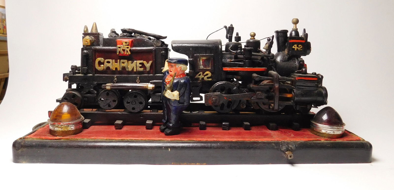 Folk art painted wood train (1 of 8)