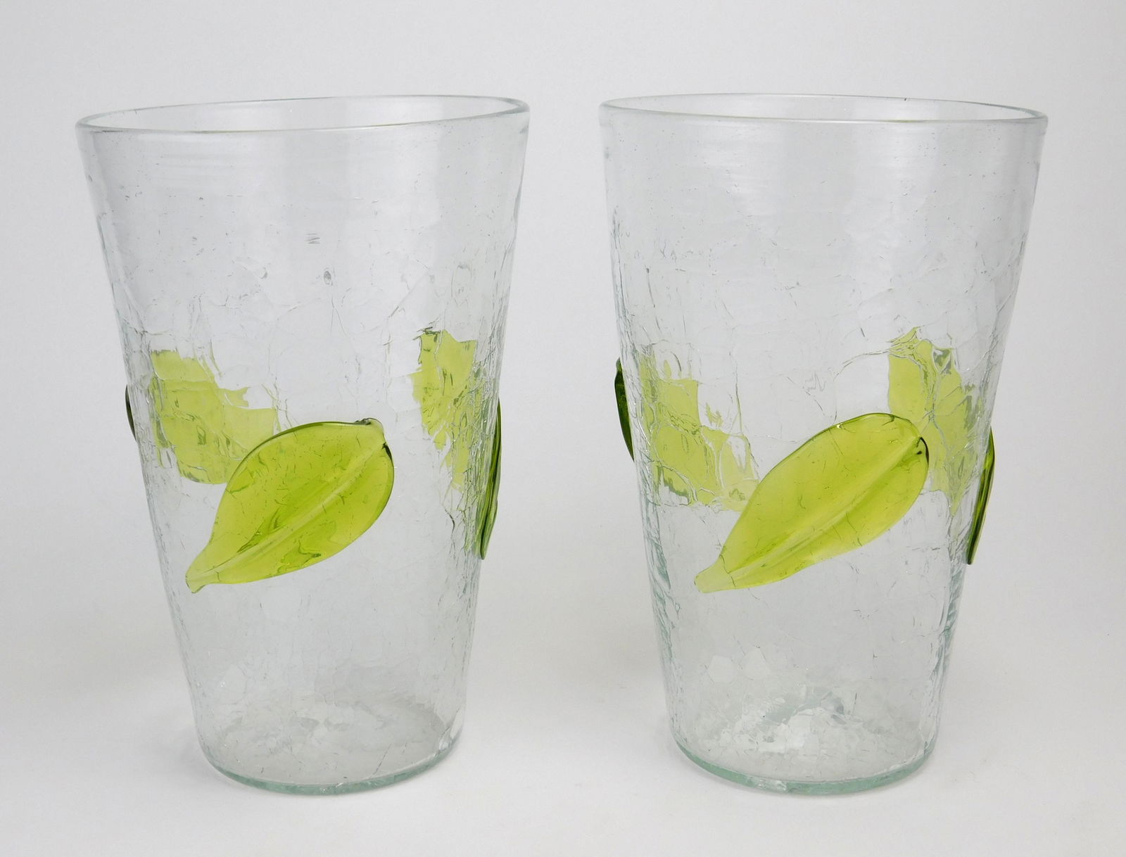 Pair of Blenko crystal crackle glass vases (1 of 5)