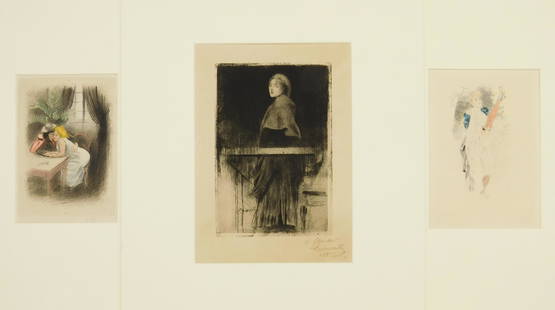 3 European etchings: 3 European etchings- 1). Albert Besnard (French 1849-1934)- ''La Femme a la Pelerine'' (Delteil 86 vi/VI)- etching, drypoint and traces of roulette work, 1889, signed and dated in ink, edition of