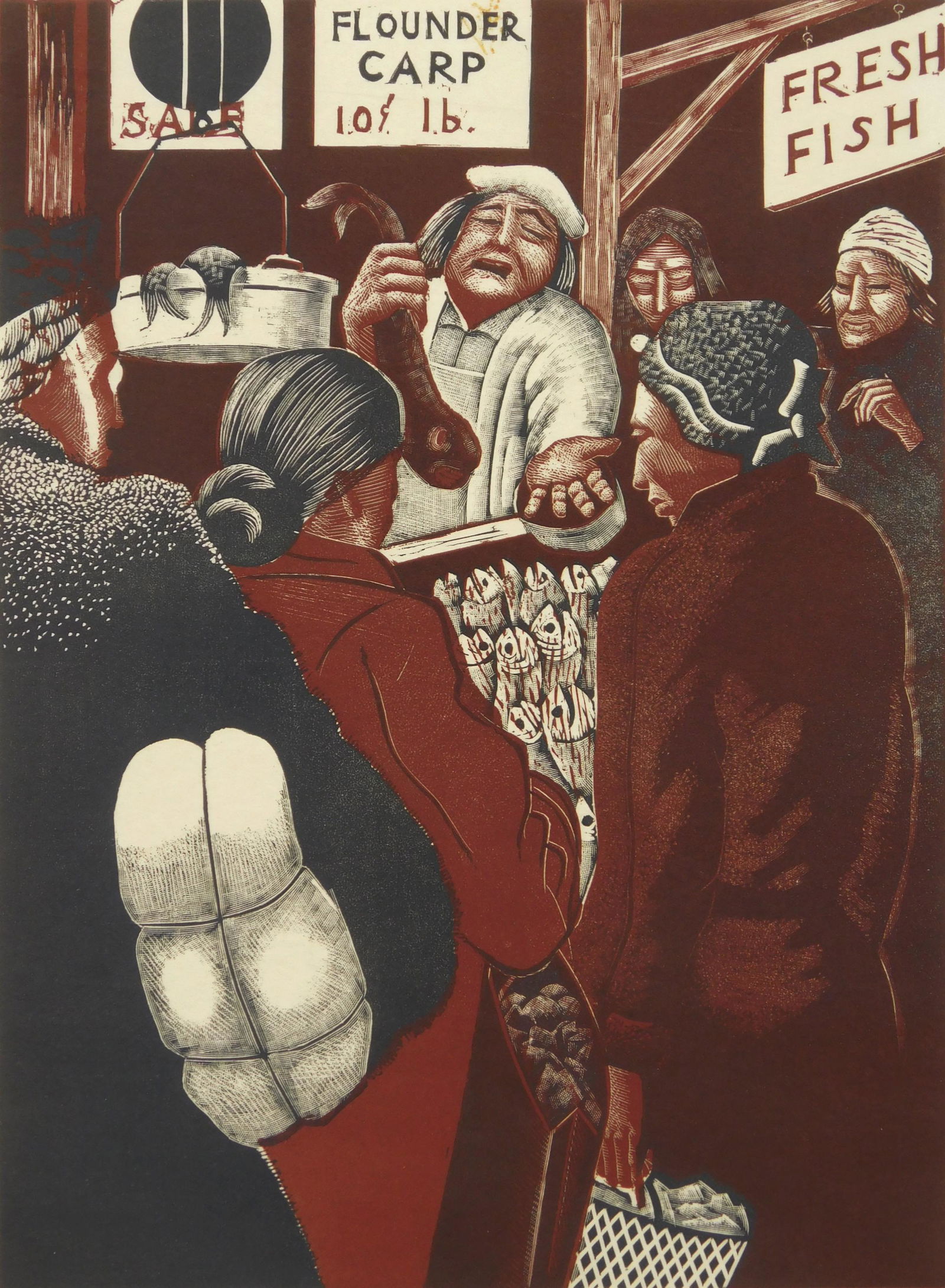 Lou Barlow aquatint: Louis Barlow (American 1908-2011)- ''Orchard Street''- aquatint in colors, 1939, signed, titled and annotated 'Ed/50' in pencil, some very minor soiling in margins otherwise very good condition. 11 x