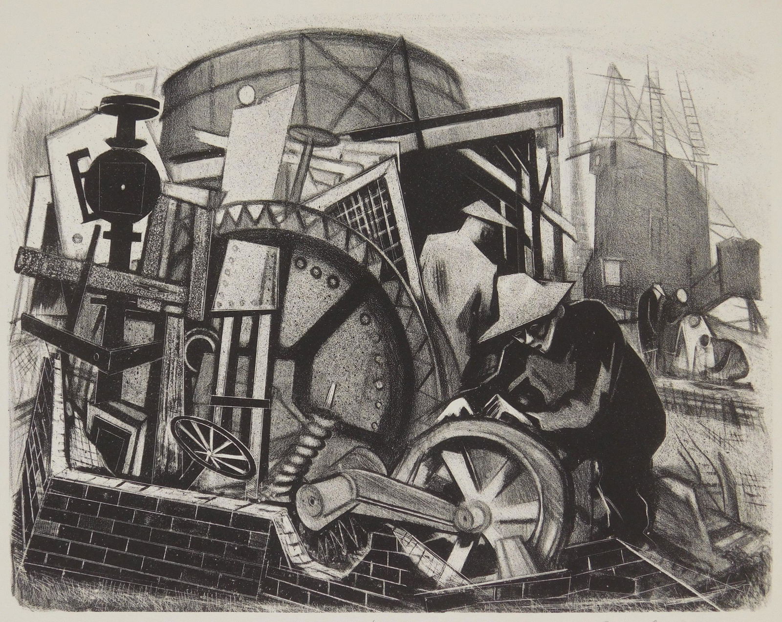 Boris Gorelick lithograph: Boris Gorelick (American 1912-1984)- ''Scrap Heap''- lithograph, 1937, signed and titled in pencil, edition of about 25, done for the WPA, very good condition. 11 1/2 x 14 3/4''