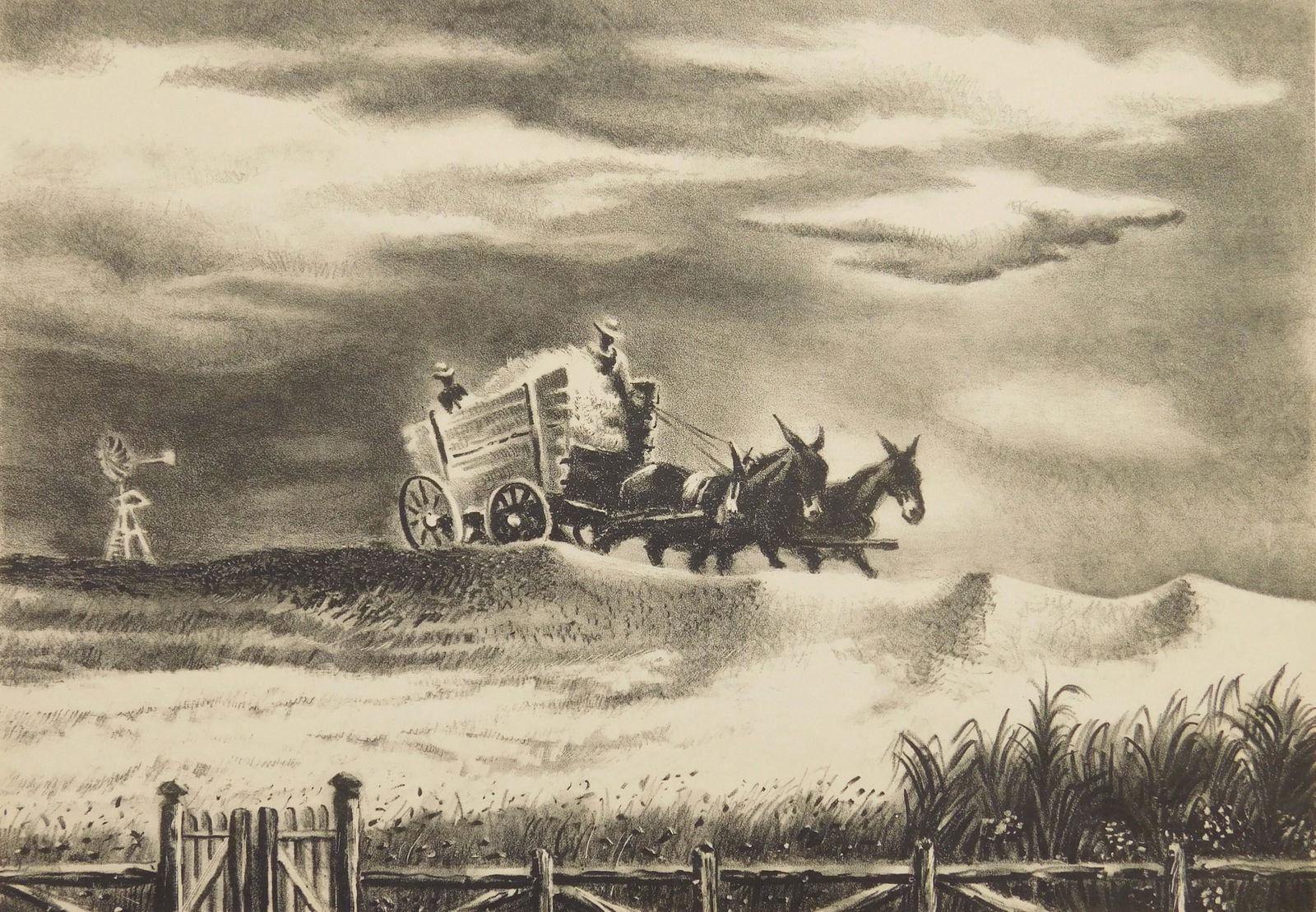 Georges Schreiber lithograph: Georges Schreiber (American 1904-1977)- ''In Tennessee''- lithograph, 1950, signed in pencil, AAA edition of 250, very slightly light struck otherwise very good condition. 9 1/4 x 13''