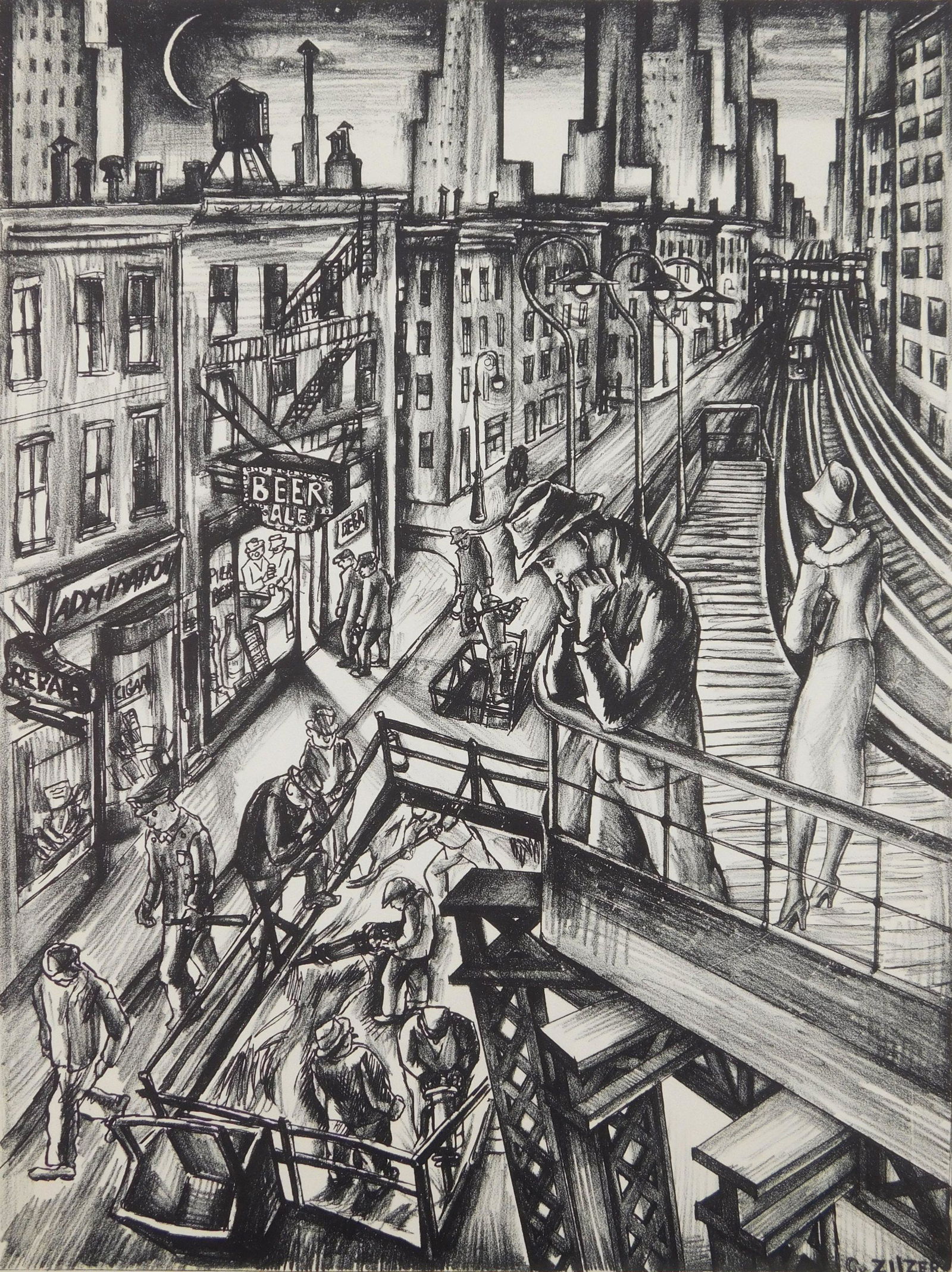 Gyula Zilzer lithograph (1 of 4)