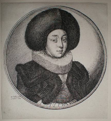 Wenzel Hollar 2 etchings: Wenzel Hollar (Bohemian 1607-1677)- ''A Lady of Strassburg'' (Pennington 1935); ''Woman with Broad Lace Collar'' (P. 1937)- 2 etchings, 1643 and 1645, both have collector's blindstamp of John Charring