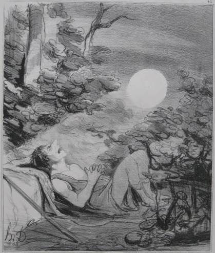 Honore Daumier 3 lithographs: Honore Daumier (French 1808-1879)- ''Le Beau Narcisse''; ''Endymion''; ''Bon Mot du Temps''- 3 lithographs, from Histoire Ancienne, masking tape hinges, some foxing. various sizes