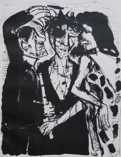 Otto Dix lithograph: Otto Dix (German 1891-1969)- ''Die Verspottung'' (Karshan 263)- lithograph, 1960, very good condition. 11 x 8 5/8'' 279 x 219 mm