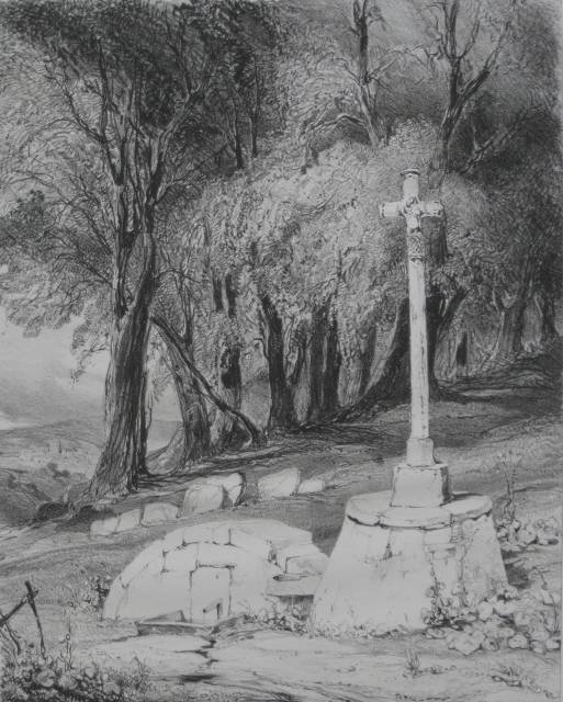 Eugene Isabey 2 lithographs: Eugene Isabey (French 1803-1866)- ''Croix Sur La Route de Clermont … Royat'' (Curtis 32); ''Entr‚e du Village des Bains'' (C. 33 i/II)- 2 lithographs, 1831, 'Croix' is proof before letters, both w
