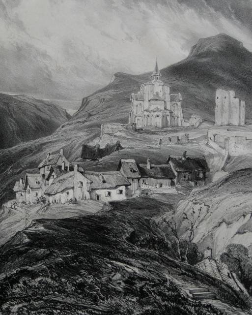 Eugene Isabey 3 lithographs: Eugene Isabey (French 1803-1866)- ''Croix Du Village Des Bains Au Mont Dor'' (Curtis 34 i/II); ''Eglise de Saint 0 Nectaire'' (C. 35); ''Abside Exterieur De L'Eglise De Saint Nectaire'' (C. 36 ii/II)-