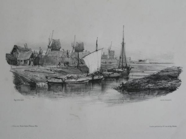 Eugene Isabey 3 lithographs: Eugene Isabey (French 1803-1866)- ''Donjon De Polignac'' (Curtis 41); ''Chateau De Pesteil, Auvergne'' (C. 44); ''Bords Du Canal'' (C. 58 ii/IV)- 3 lithographs, 1831, 1832 and n.d., 'Chƒteau' is proo