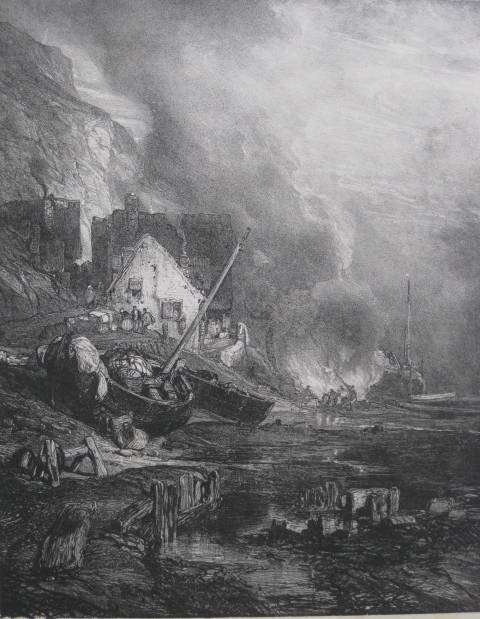 Eugene Isabey 2 lithographs: Eugene Isabey (French 1803-1866)- ''Radoub D'Une Barque A Maree Basse'' (Curtis 67 iii/III); ''Barque Se Halant Sur Une Bouee'' (C. 91)- 2 lithographs, 1833 and 1844, both with minor foxing, soiling a