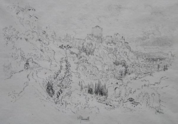 Joseph Pennell 2 lithographs: Joseph Pennell (American 1857-1926)- ''Alhambra, Granada and The Vega'' (Wuerth 9); ''Street of the Dead'' (W. 10)- 2 lithographs, 1896, both signed in pencil, both editions of 15, very good condition
