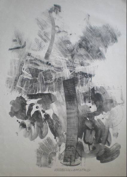 Robert Rauschenberg lithograph: Robert Rauschenberg (American 1925-2008)- ''Sky Hook'' (Gemini l-83)- lithograph, 1969, signed, dated and numbered 46/52 in pencil, publisher's embossed blindstamp recto, stamped in black 'Gemini G. E