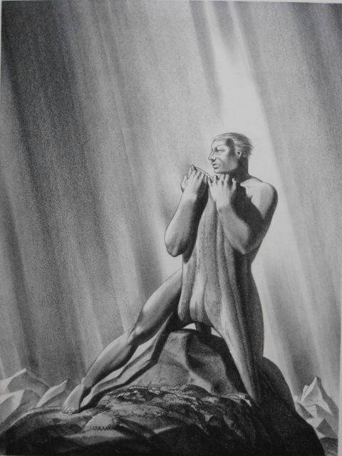Rockwell Kent lithograph: Rockwell Kent (American 1882-1971)- ''Hero'' (Burne-Jones 69)- lithograph, 1931, signed in pencil, edition of 150, very good condition. 12 1/8 x 9'' 308 x 229 mm