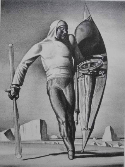 Rockwell Kent lithograph: Rockwell Kent (American 1882-1971)- ''Greenland Hunter'' (Burne-Jones 94)- lithograph, 1933, signed in pencil, edition of 150, very good condition. 8 7/8 x 6 5/8'' 225 x 168 mm