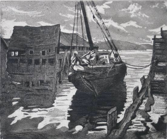 Joseph Margulies 2 etchings and aquatints: Joseph Margulies (American 1896-1984)- ''Abandoned''; ''Misty Morning''- 2 etchings and aquatints in pencil, both signed in pencil, AAA editions, both slight mat burn, otherwise very good condition. 8