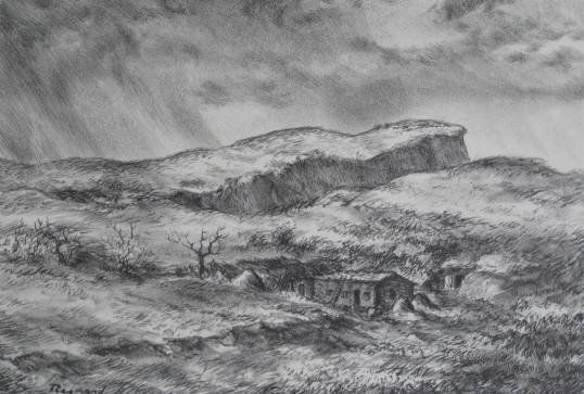 Grant Reynard lithograph: Grant Reynard (American 1887-1968)- Landscape with Cabin- lithograph, signed and inscribed 'To Sam Greenwood - A Fine Friend - 1949' in pencil, 2 masking tape hinges, otherwise very good condition. 8