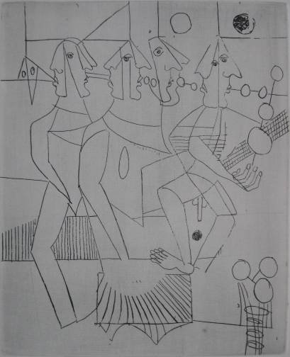 Nahum Tschacbasov 4 etching and aquatints: Nahum Tschacbasov (Russian / American 1899-1984)- Untitled- 4 etching and aquatints, 1947, 1964, each signed, numbered 22/100, dated and inscribed '13', '25', '33' and '4' in pencil, Emilio Sorrini bl