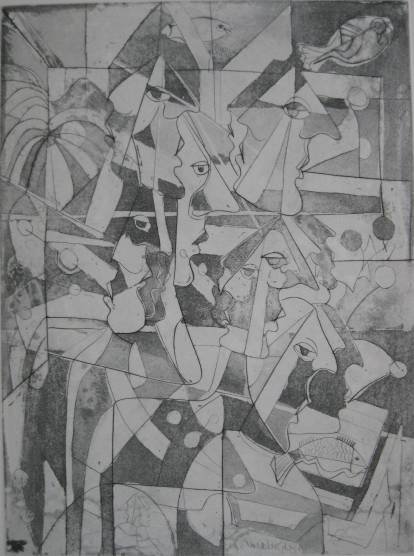 Nahum Tschacbasov 4 etching and aquatints: Nahum Tschacbasov (Russian / American 1899-1984)- Untitled- 4 etching and aquatints, 1951, 1961, 1964, each signed, numbered 22/100, dated and inscribed '41', '44', '49' and '46' in pencil, Emilio Sor