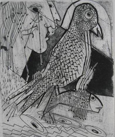 Nahum Tschacbasov 4 etching and aquatints: Nahum Tschacbasov (Russian / American 1899-1984)- Untitled- 4 etching and aquatints, 1947, 1951, each signed, numbered 22/100, dated and inscribed '7', '9', '30' and '48' in pencil, Emilio Sorrini bli