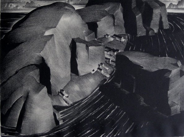 Stow Wengenroth lithograph: Stow Wengenroth (American 1906-1978)- ''Rocks, Eastport'' (Stuckey 4)- lithograph, 1931, signed in pencil, edition of 75, slightly light struck, otherwise very good condition. 8 15/16 x 11 7/8'' 227 x