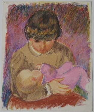 Gustav Likan pastel: Gustav Likan- The Quiet Hour- pastel on paper, 1962, signed and dated Likan 62 lower right, very good condition. 16 1/2 x 13 1/2''