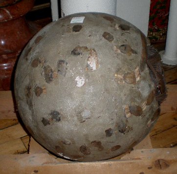 Todd Slaughter concrete and metal sculpture: Todd Slaughter- ''Sphere''- concrete and metal sculpture. 12''dia