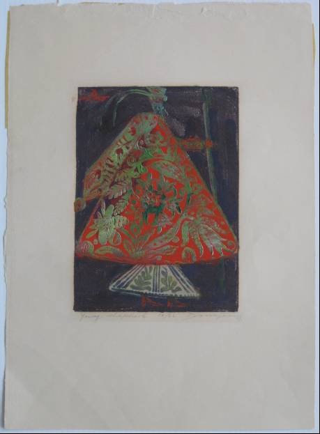 4 American School works: 4 American prints and 1 drawing- Sunflowers and Shepherd- WPA lithographs and a pair of domestic interior scenes together with a drawing by Fern Mc Kee.