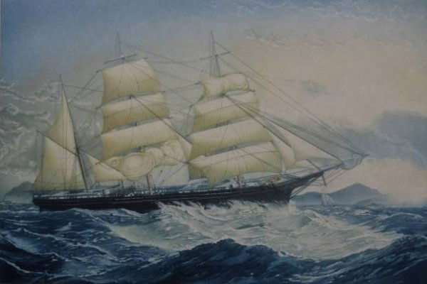 John Taylor Arms etching: John Taylor Arms- ''Bark Metis Making Harbor'' (Fletcher 133)- aquatint and etching in colors, 1923, signed in pencil, slightly light struck and mat burn. 11 7/8 x 17 7/8''