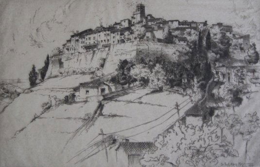 John Taylor Arms etching: John Taylor Arms- ''Saint Paul, Alpes Maritimes'' (Fletcher 201)- etching, 1927, signed and dated in pencil, edition of 259 printed by Frederick Reynolds, The Print Club of Cleveland publication No. 4