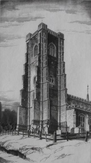 John Taylor Arms etching: John Taylor Arms- ''Lavenham, England'' (Fletcher 322)- etching, 1939, signed and dated in pencil, edition of 224, English Series #4, very good condition. 6 3/4 x 3 7/8''