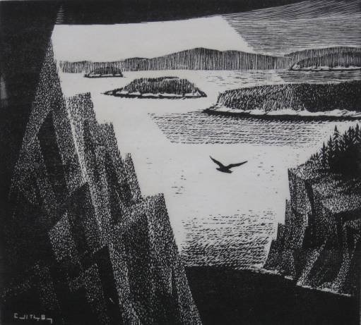 Carrol Thayer Berry wood engraving: Carrol Thayer Berry- ''Solitude- Maine'' (Dearborn 136)- wood engraving, signed and titled in ink, edition of 40, very good condition. 11 x 12 1/8''