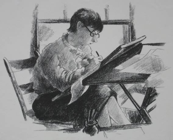 Alexander Brook lithograph: Alexander Brook- ''Portrait of Peggy Bacon''- lithograph, ca. 1935, old tape residue along top edge, pencil markings in margins otherwise very good condition. 8 3/4 x 10 3/4''